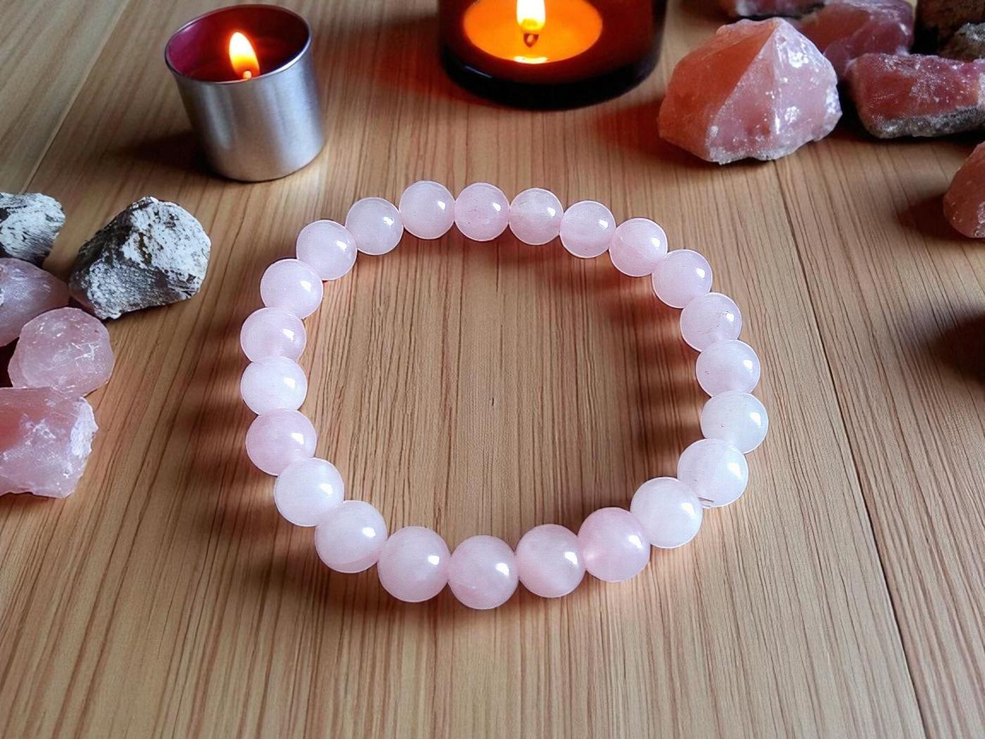 Natural Rose Quartz Bead Bracelet - Image 2