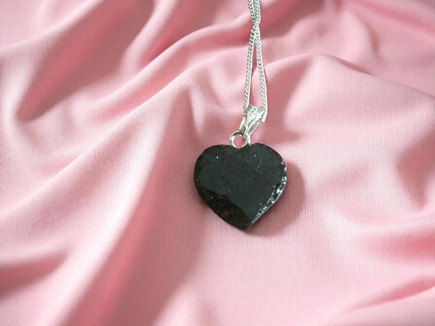 Sterling Silver Black Tourmaline Heart Pendant Necklace - Image 2