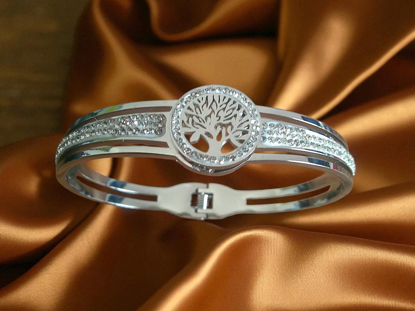 Tree of Life Silver bangle - Image 2