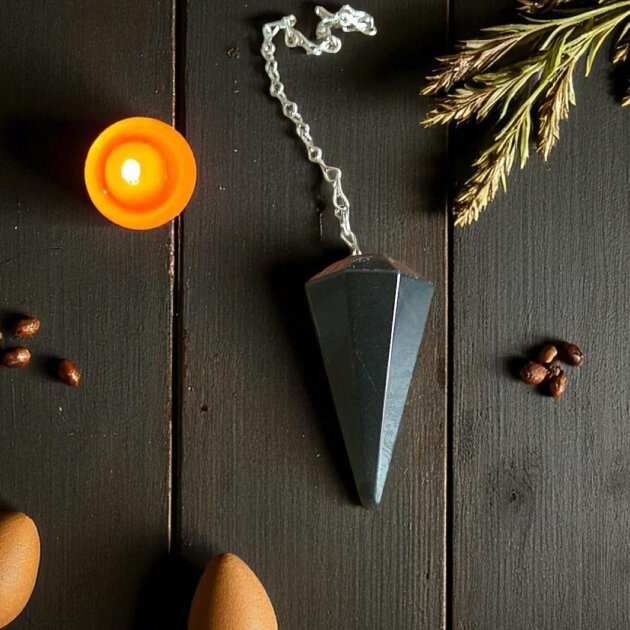 Black Obsidian Crystal Pendulum