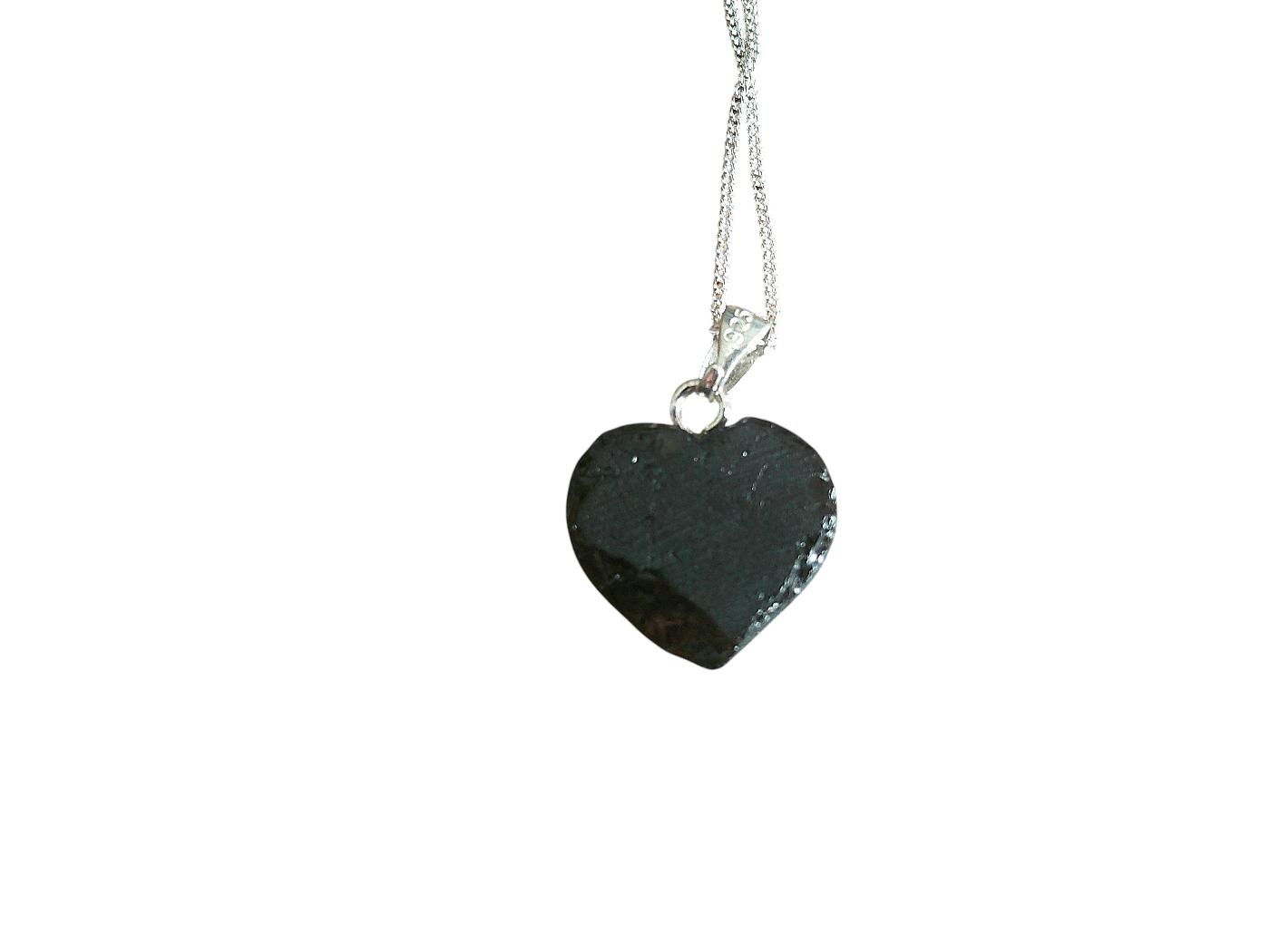 Sterling Silver Black Tourmaline Heart Pendant Necklace - Image 3