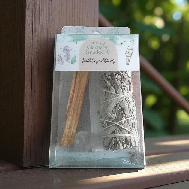 Energy cleansing Smudge Kit with Crystal Quartz