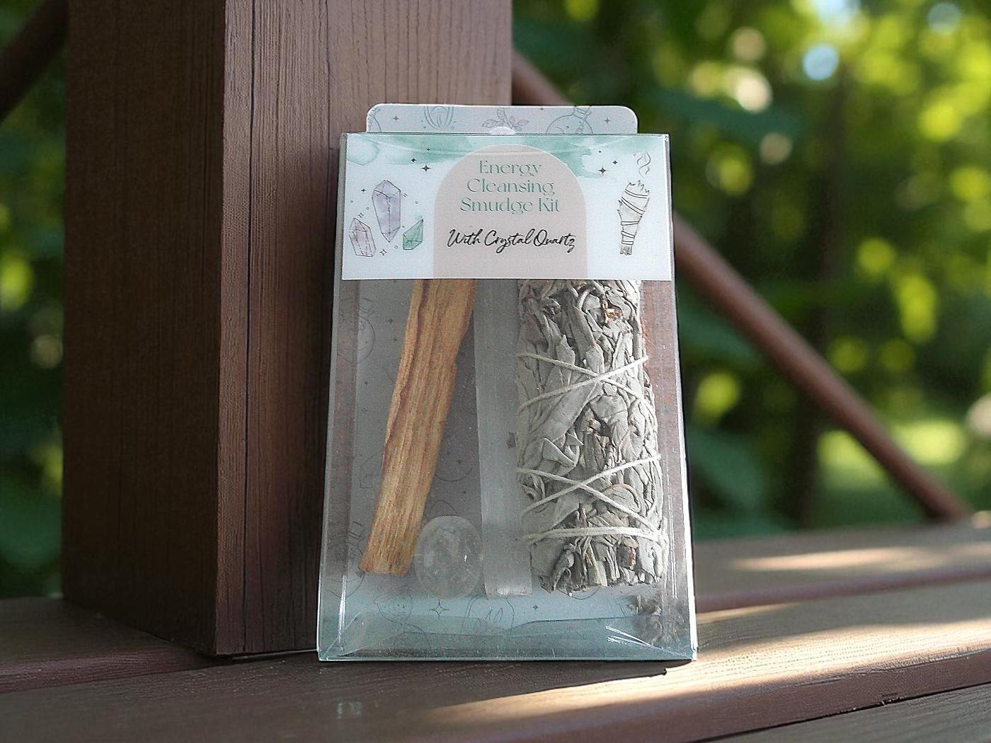 Energy cleansing Smudge Kit with Crystal Quartz
