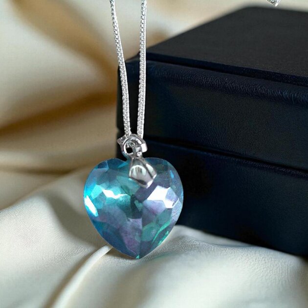 Aqua Aura Sterling  Silver Necklace