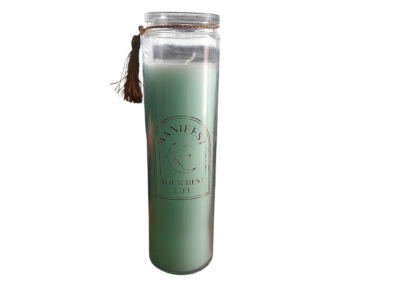 Tube Candle, Manifest your Best Life, White Sage with Clear Quartz Crystal - Image 3