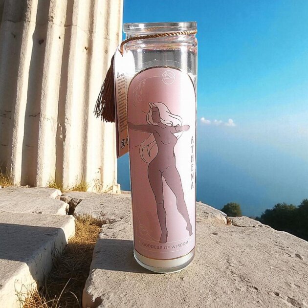 Tube Candle, Athena Orange Blossom with Clear quartz crystals
