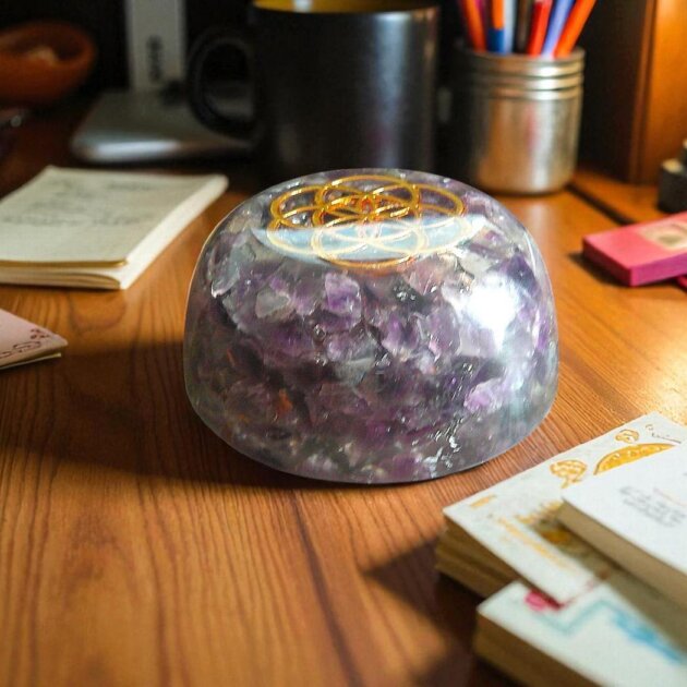 Orgonite Desk Power Packs Amethyst Dome