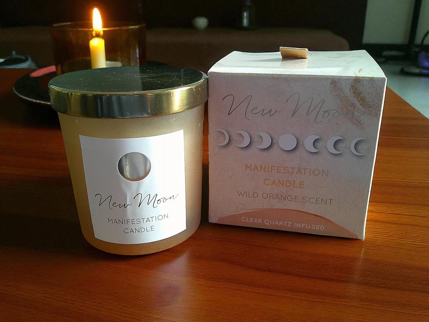 Manifestation Candle New Moon Wild Orange and Clear Quartz - Image 2