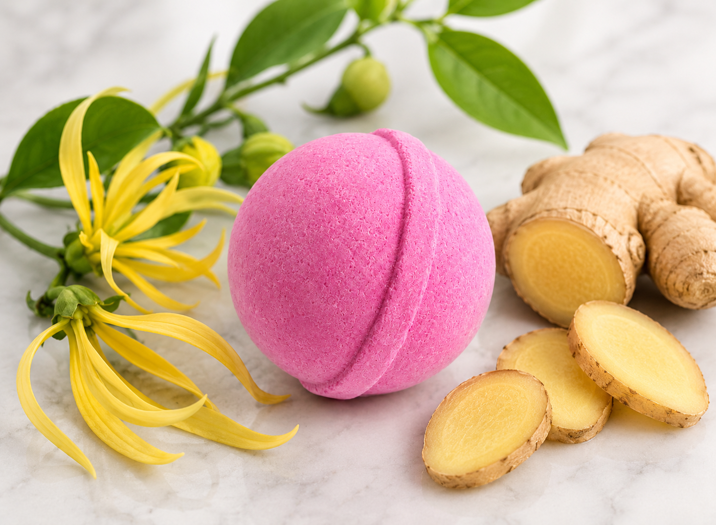 Essential Oil Bath Bomb Ylang Ylang and Ginger
