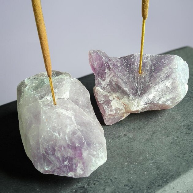 Raw Crystal Incense Holder, Amethyst
