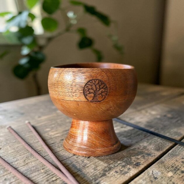 Carved Tree of Life Ritual Bowl Incense Burner