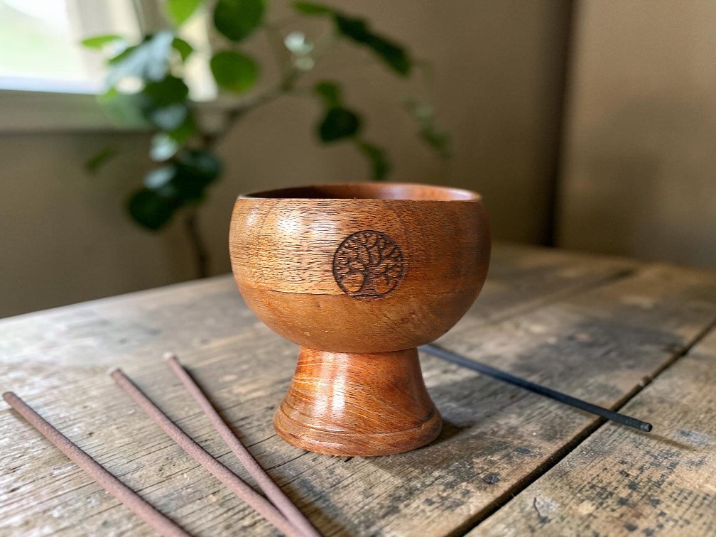 Carved Tree of Life Ritual Bowl Incense Burner