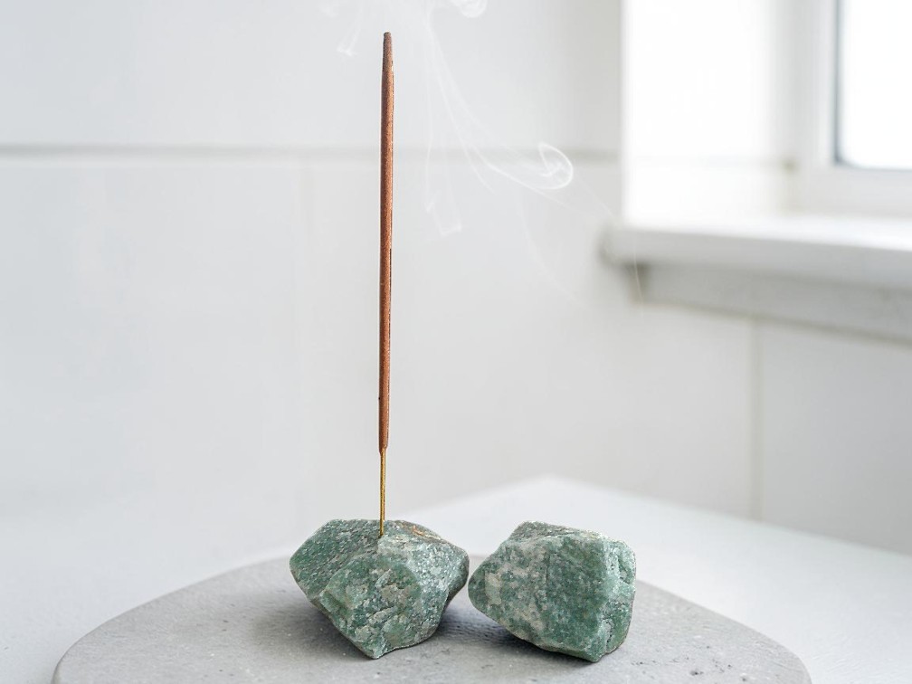 Raw Crystal Incense Holder, Green Aventurine - Image 2