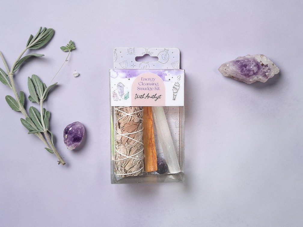 Energy cleansing Smudge Kit with Amethyst