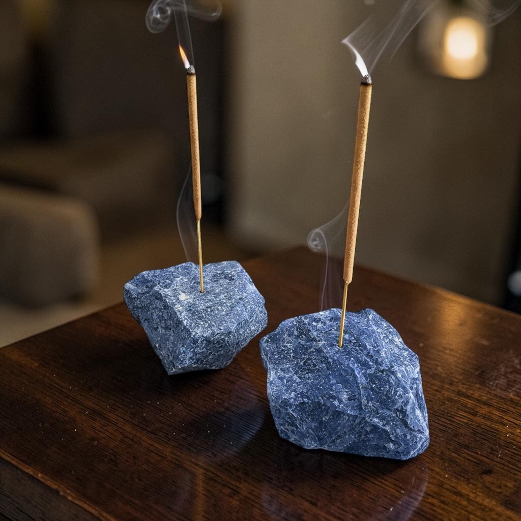 Raw Crystal Incense Holder, Sodalite - Image 2