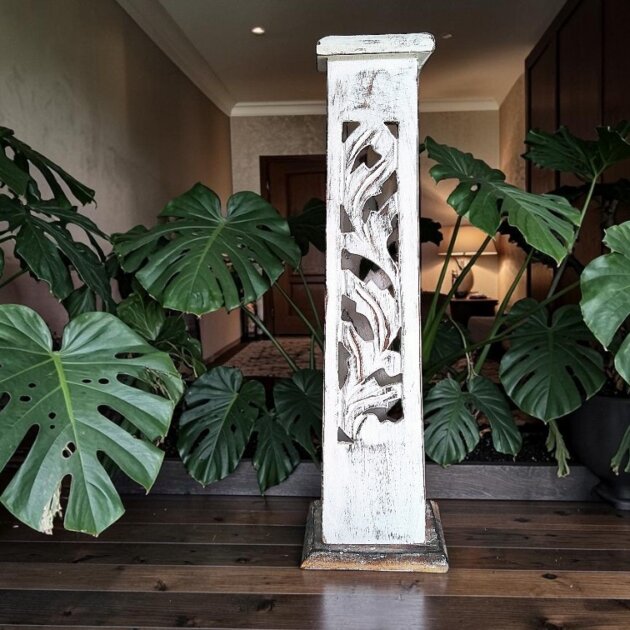 White Washed Mango Wood Tapered Incense Holder