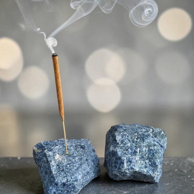 Raw Crystal Incense Holder, Sodalite