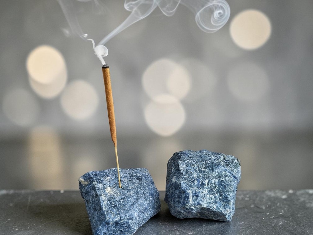Raw Crystal Incense Holder, Sodalite