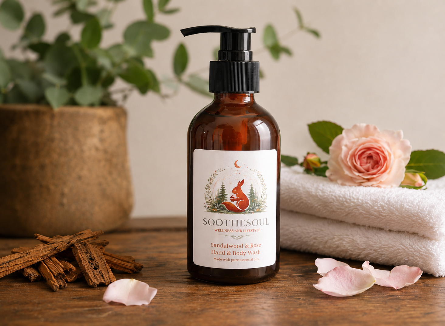 Sandalwood, Rose Hand & Body Wash 250ml