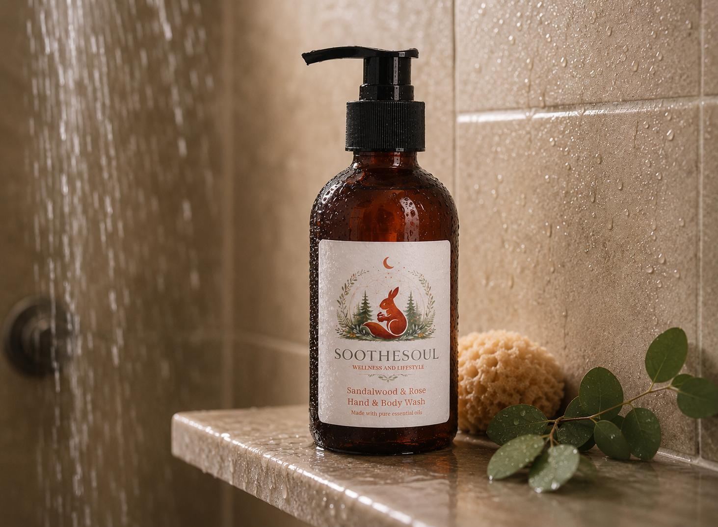 Sandalwood, Rose Hand & Body Wash 250ml - Image 3