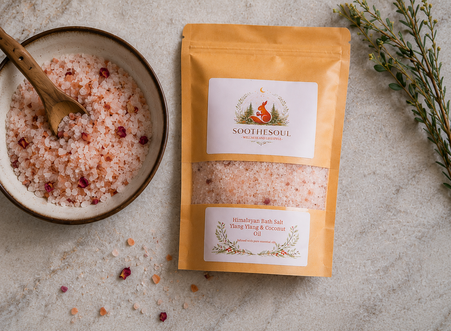 Ylang Ylang & Coconut Oil Himalayan Bath Salts 500gms. - Image 3
