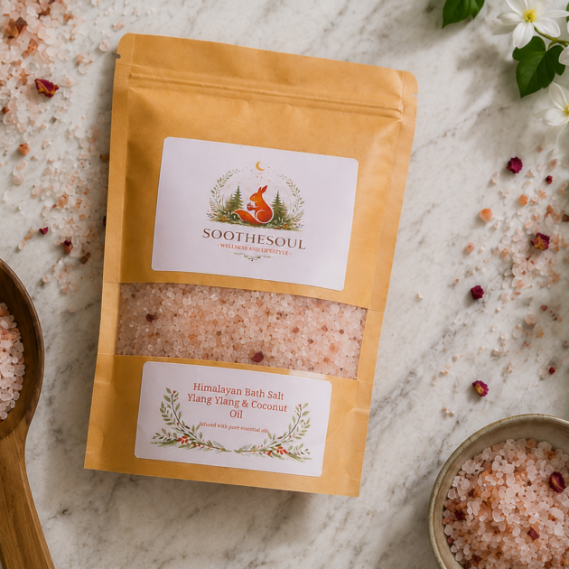Ylang Ylang & Coconut Oil Himalayan Bath Salts 500gms.
