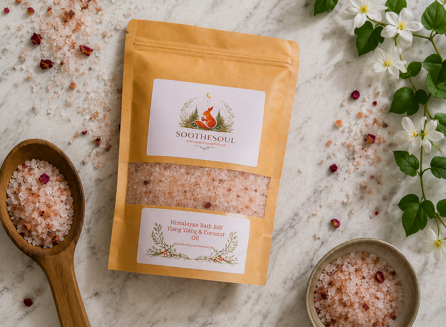 Ylang Ylang & Coconut Oil Himalayan Bath Salts 500gms.