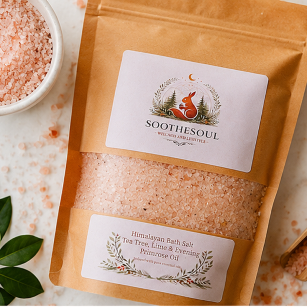 Tea Tree, Lime and Evening Primrose Oil Himalayan Bath Salts 500gms.
